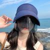 Summer Women Sun Hat with Eyeglasses 13cm Large Brim Bucket Hat Breathable Outdoor Activity Empty Top Cap Magic Tape Adjust Travel Beach Cap
