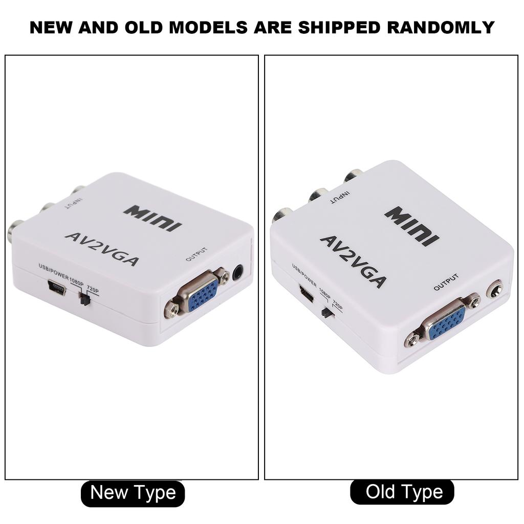 480P Mini Composite AV to VGA Adapter TV Set Top Box Audio Video Converter (White) Video converter Converter AV to VGA adapter