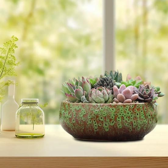 Keramik-Lotusschale für Wasserpflanzen, auslaufsicherer Hydrokultur-Blumentopf, Hochtemperatur-Keramikschale für Sukkulenten, Fischtank