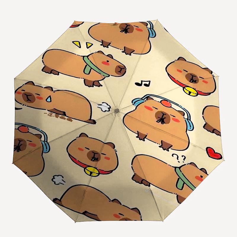 Capybara Themed Travel Umbrella-8 Ribs Automatic Opening and Closing, Portable Folding Design, Compact and Stylish Umbrella Suitable for Out