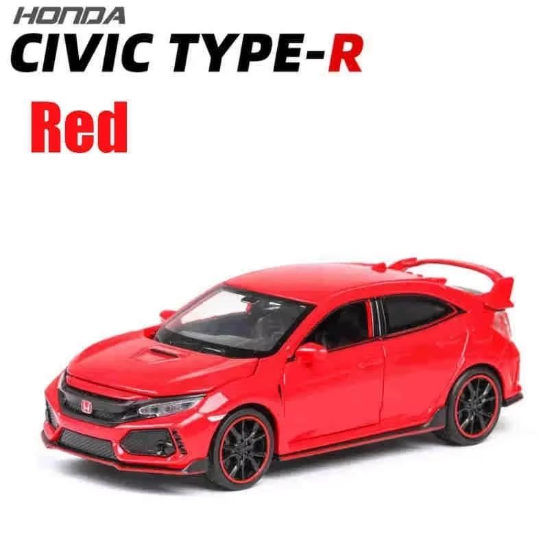 1:32 Honda Accord CIVIC TYPE-R Toys Cars Miniature Models Alloy Diecast Doors Opened Car Toy Sound Light Vehicles Children Gifts ahn256
