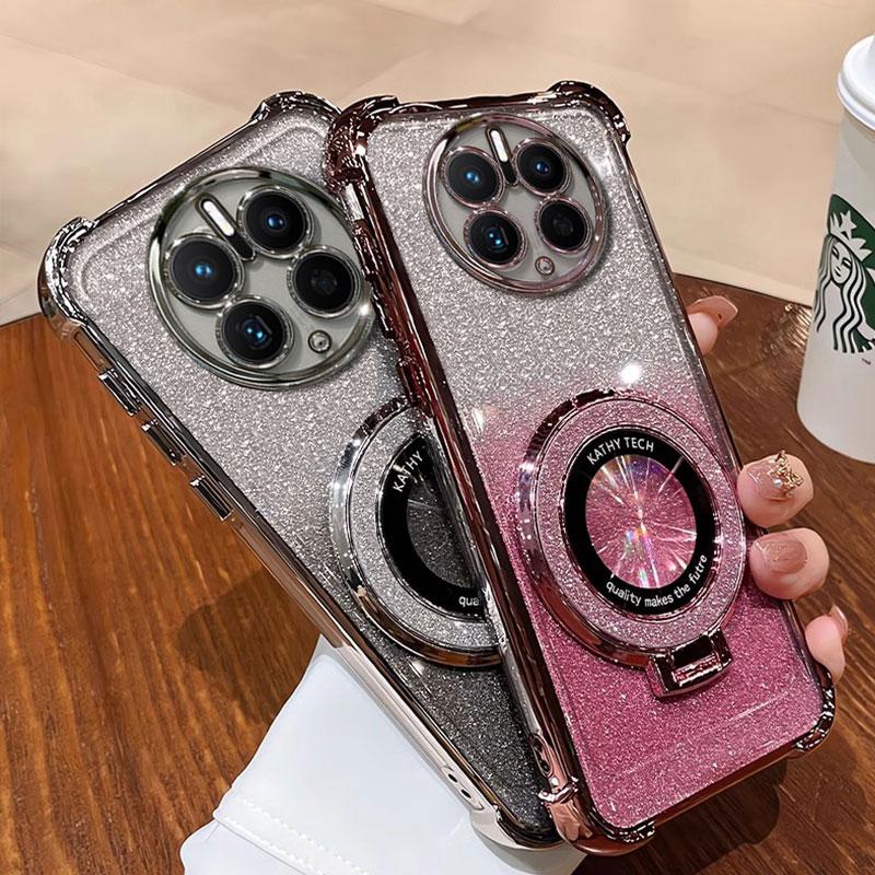 Carcasă Mate50 cu suport magnetic de lux, rezistentă la șocuri, pentru Huawei Mate 50, 60, 30, 40 Pro, 50pro, cu suport, strălucitor, coque cu sclipici