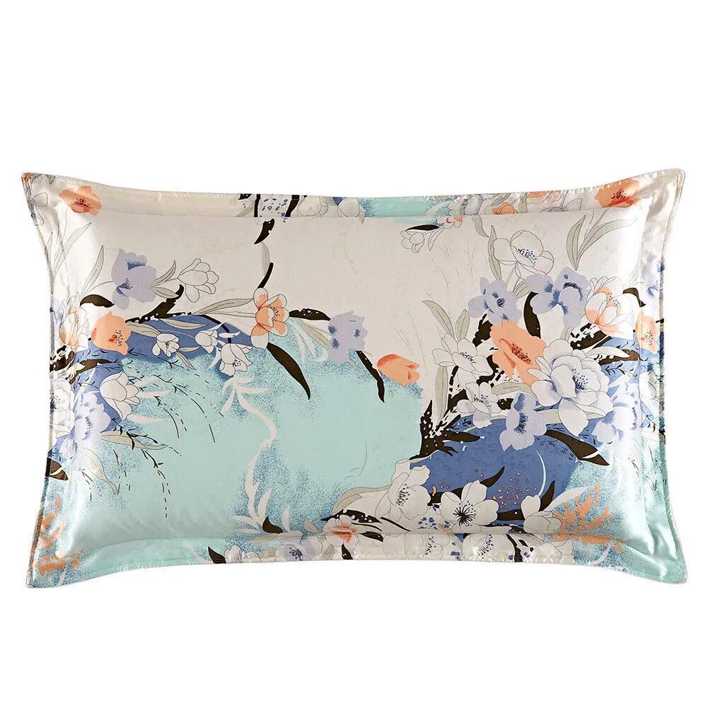 Pure Mulberry Silk Floral Pillowcase 25Momme Genuine Silk Retro Floral Pillowcover Home Cojines Soft Sofa Chair Coussin
