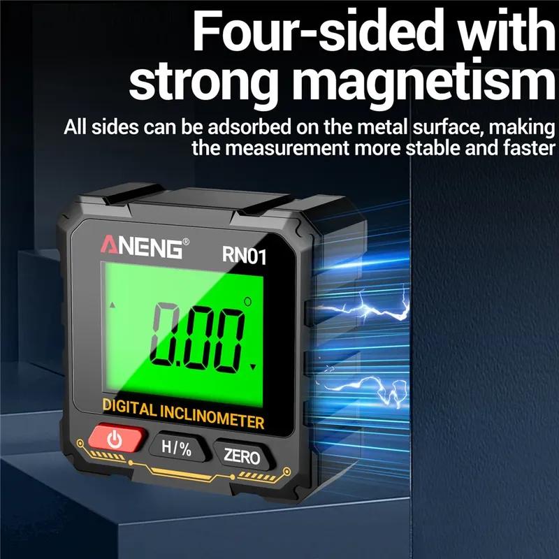 ANENG Mini Digital Level With LCD Backlight Tiltmeter 360 Degree Four Sided Magnetic Level Gauge Slope Measurement Meter