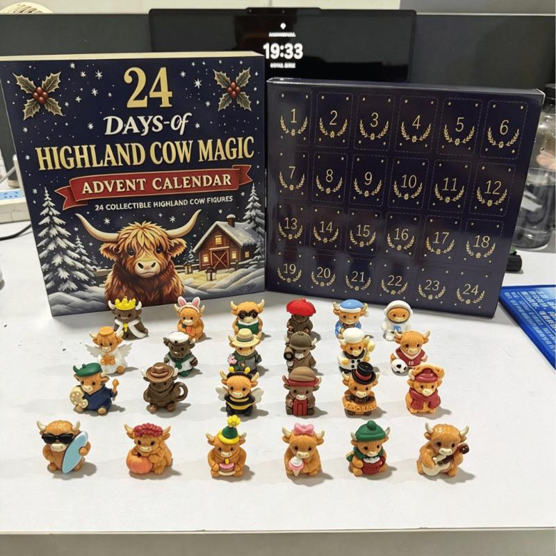 2026 Highland Cow 3D Christmas Countdown Calendar, 3D Stereoscopic Highland Cow Ornament, Christmas Gift for Adults And Friends