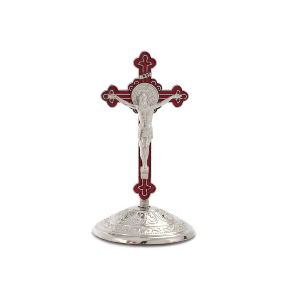 With Stand Zinc Zinc Alloy Cross Ornaments Religious Plated Gold Statue Church Cross Ornaments  Home Decor