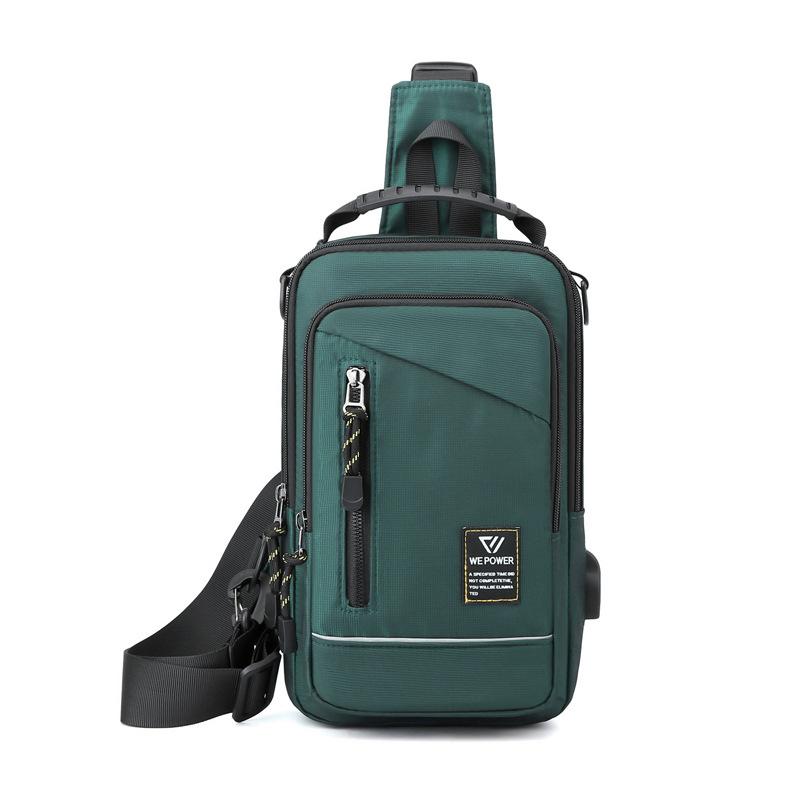 Men Sling Backpack Cross Body Chest Shoulder Bag Rucksack with USB Charging Port Travel Nylon Male Small Rucksack Messenger Bags