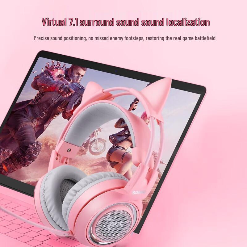 SOMIC G951 Rosa Katzenohren USB 7.1 Gaming-Headset