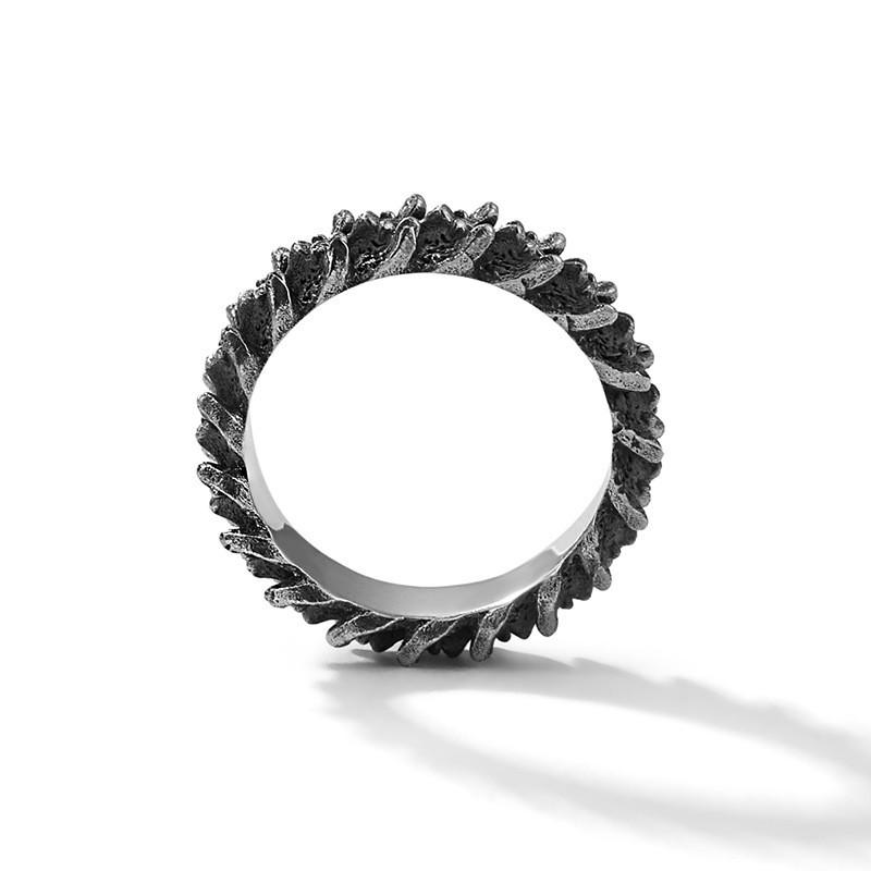 Adjustable Vintage Dragon Scale Ring Men Unisex Finger Retro Oxidized Plated Geometric Band