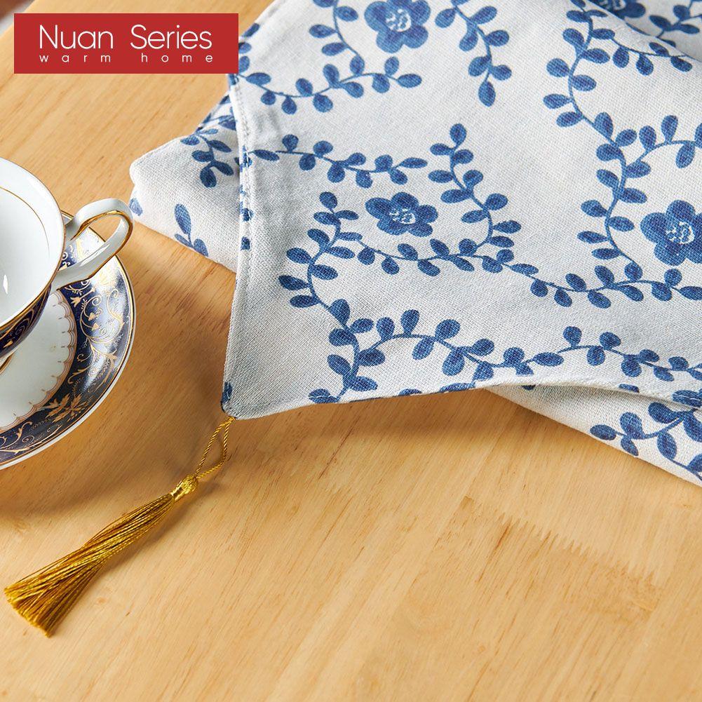 1PC Nuan Series Chinese Retro Style Plum Blossom Printed Cotton Linen Table Runner for Dining Table Kitchen Decor Home Decor