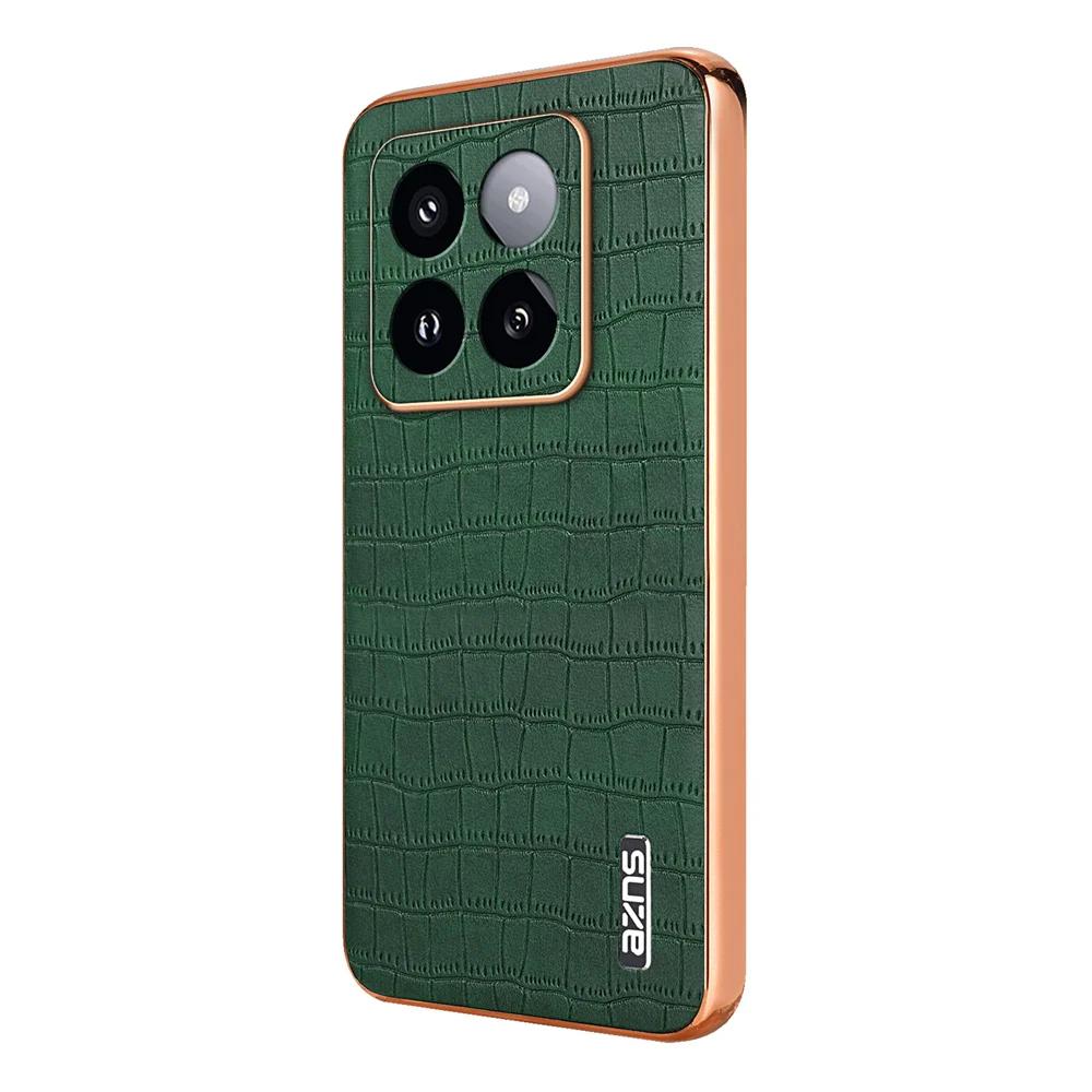 Luxury Crocodile Leather Phone Case for Xiaomi POCO X6 M6 F5 F6 Pro 4G 5G Mi 14 Ultra 13T Pro Shockproof Electroplat Frame Cover