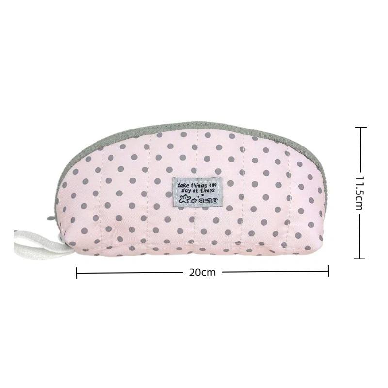 Large Capacity Multi-Layer Pencil Pouch Polka Dot Print Shell Shape Cute Stationery Organizer for Girls School Office