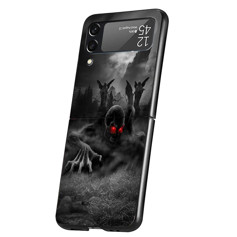 Reaper Skull Skeleton Gun Cover Phone Case For Samsung Galaxy Z Flip 7 6 5 4 3 5G Flip7 Flip6 Flip5 Flip4 Flip3 Black Fundas She
