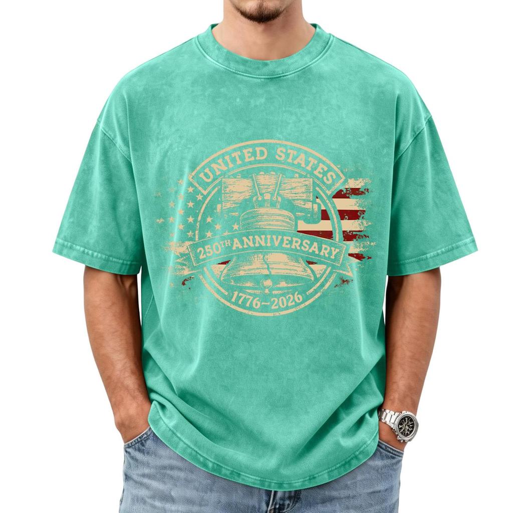 United States 250th Anniversary 1776 2026 Short Sleeve T Shirt Crew Neck Graphic Liberty Bell Print Casual Top Tee