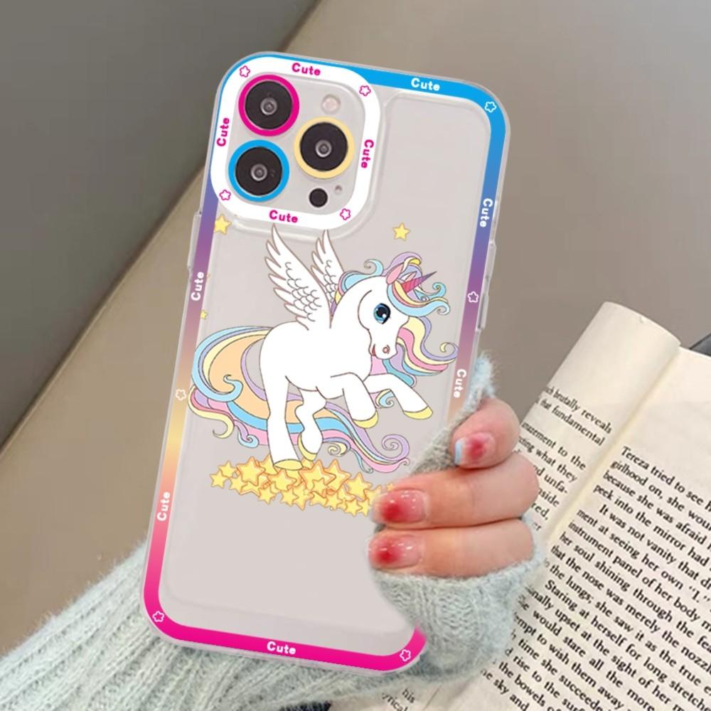 Cartoon unicorn Phone Case For iPhone 15 13 14 Pro Max XS XR 12 11 Pro 13 Mini Soft Clear Back Cover