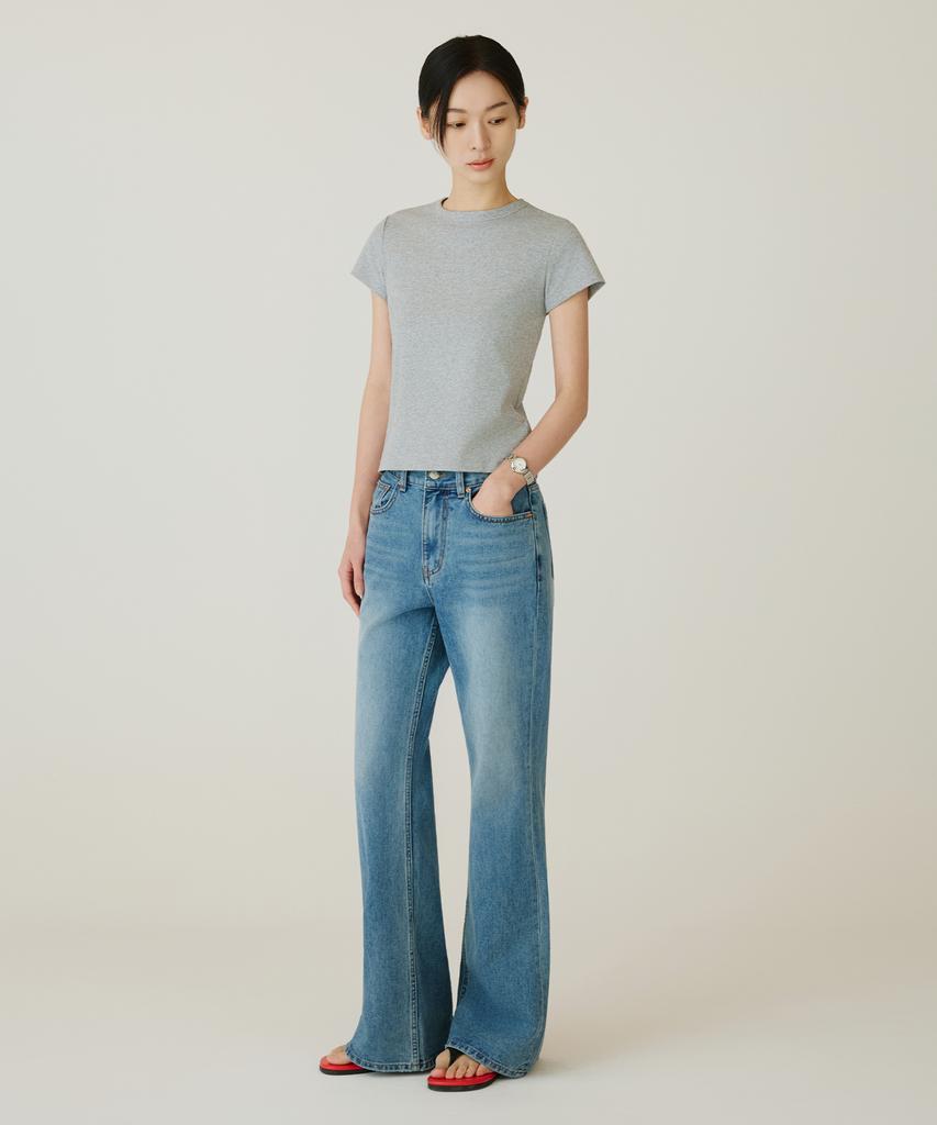 Siyajyu Sitp5275 Slim Ribbed Short Sleeve T-Shirt_Melange Gray
