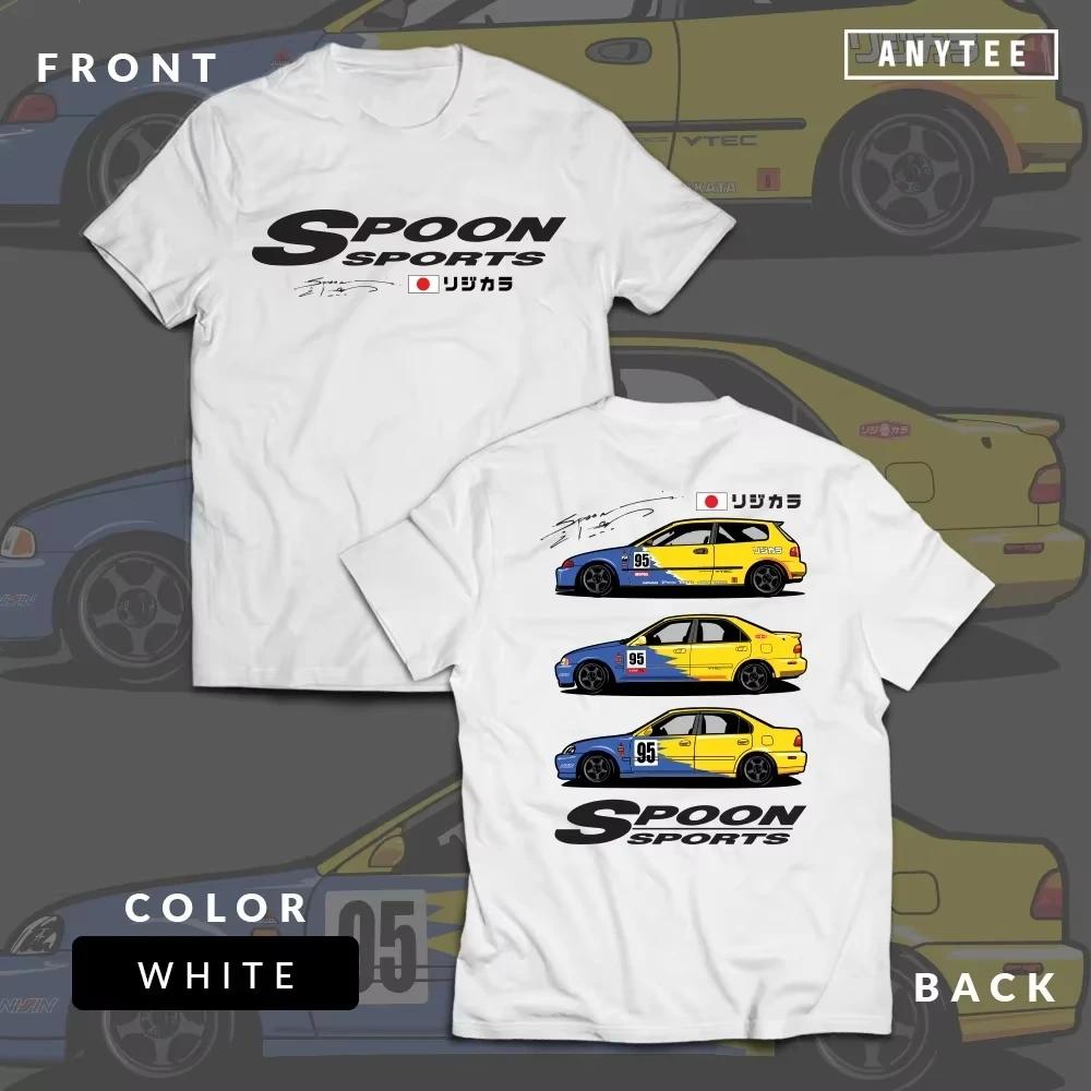 Herren Baumwoll T-Shirt Rs Grau Sportwagen Coupé T-Shirt Honda Civic Spoon Sports EG EK ESI JDM Japan Auto Automobil T-Shirt ANYTEE
