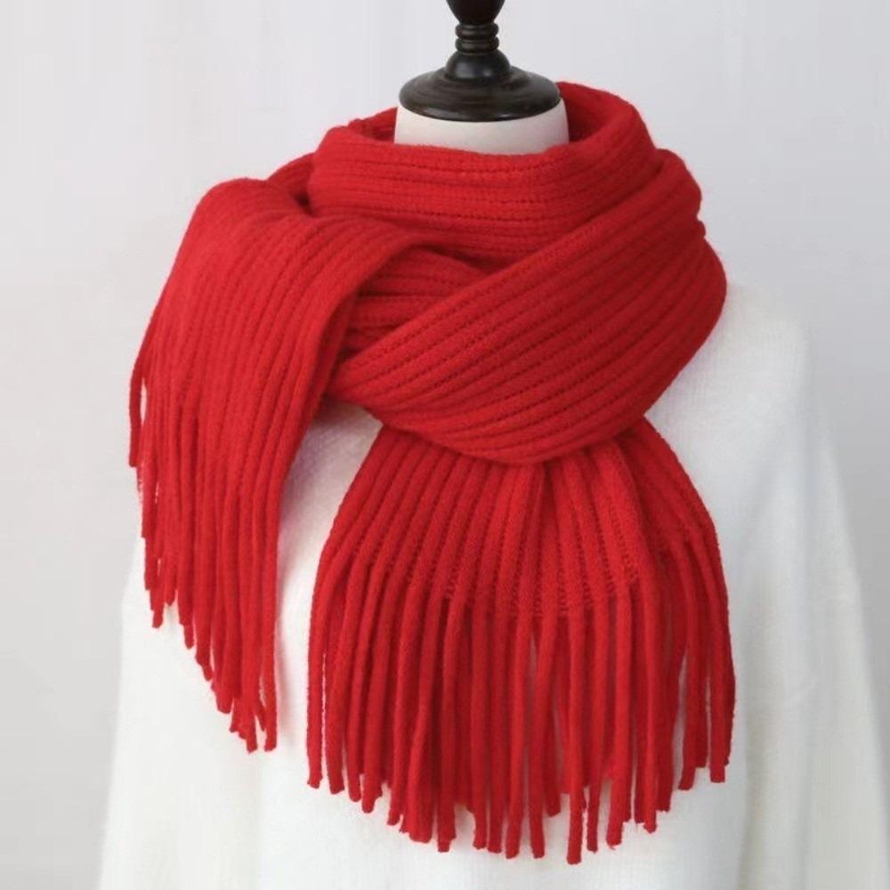 Windproof Thermal Neck Warmer Solid Color Long Scarves Fashion Wrap Shawls For Women