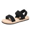 Women's Elastic Band Flat Shoes - 2023 Summer Outdoor Roman Sandals, Imitation Straw Linen Design