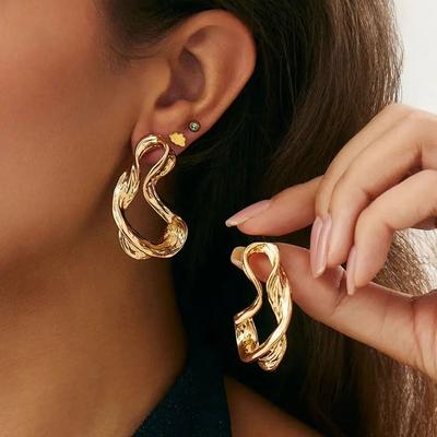 Ingemark Vintage Creative Metal Irregular Hollow Stud Earring Women's Fashion Elegant Wedding Banquet Daily Jewelry Accessories