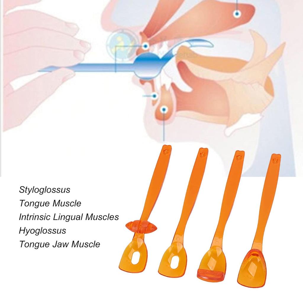 4 Tongue Trainer,Plastic Tongue Tip Exerciser Portable Oral Lip Exerciser Plastic Sensory Recovery Tool Suitable for Dysarthria(Orange)