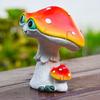 Handcrafts Green Eyed Mushroom Figurine Resins Miniature Ornament for Whimsically Tabletop and Garden Landscape Decors