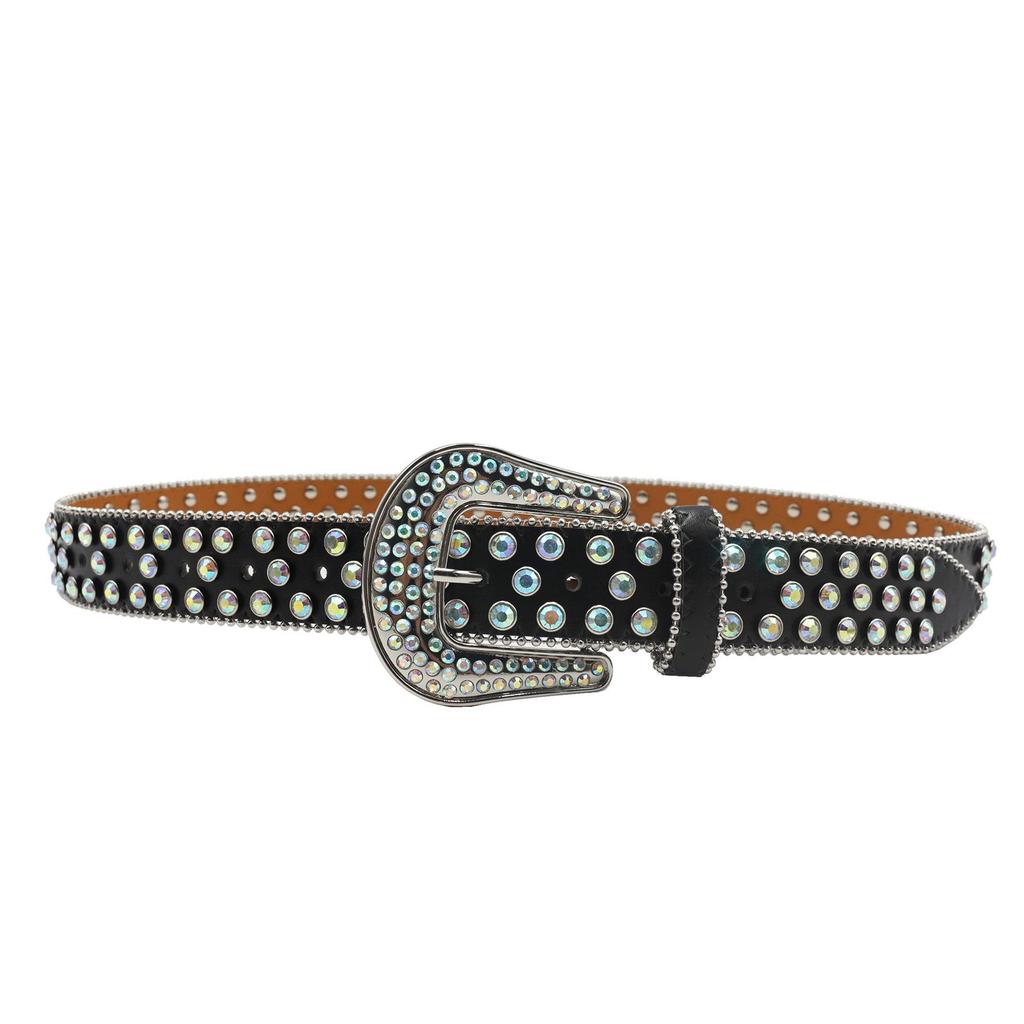Cross-Border Punk Belt with AB Color Rhinestones In European & American Style for Men & Women