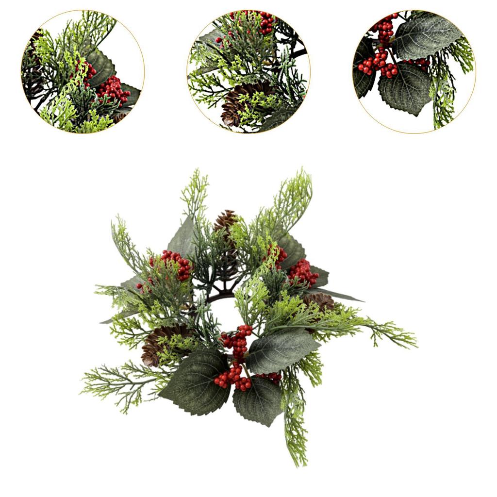 Candle Ring Artificial Wreath Pillar Candle Holder Flower Arrangement Greenery Wreath for Halloween Room Christmas