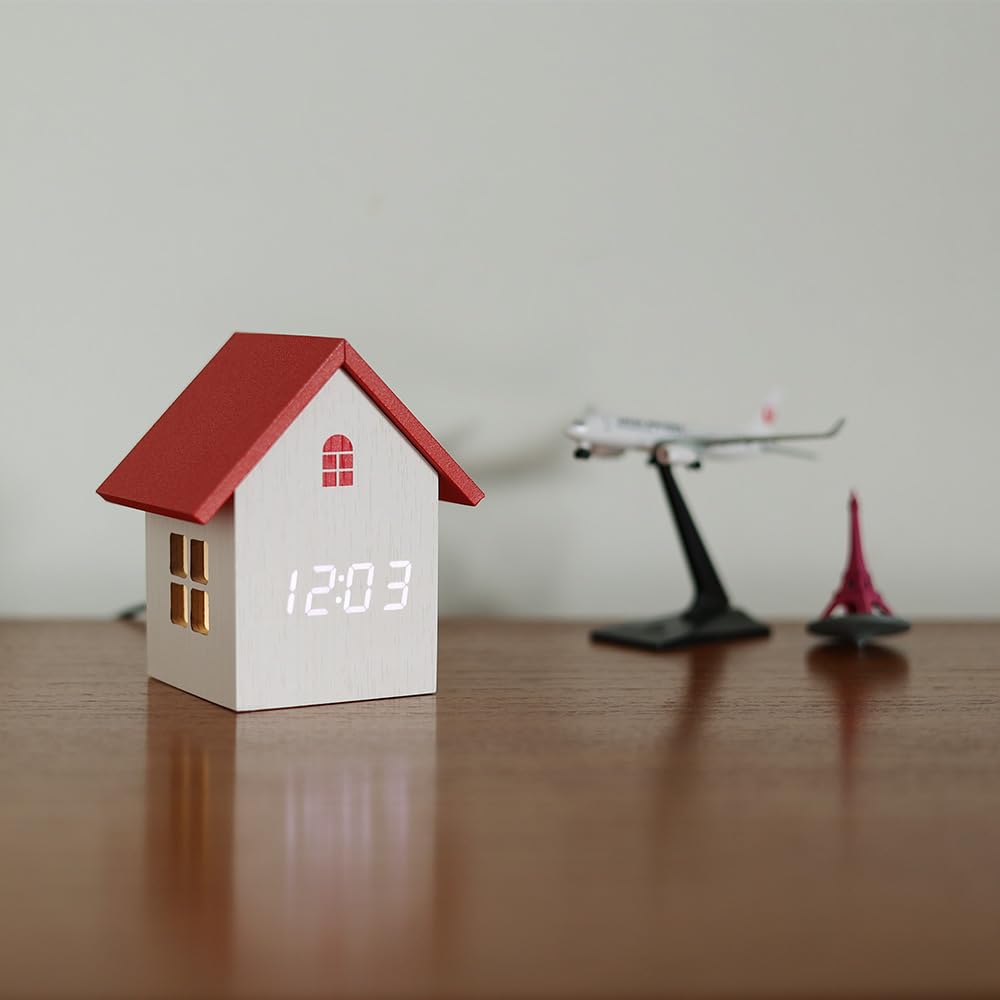 And Nostalgic Clock Lamp by GLIM HOUSE Gentle, Warm, House-shaped (RED) #25155