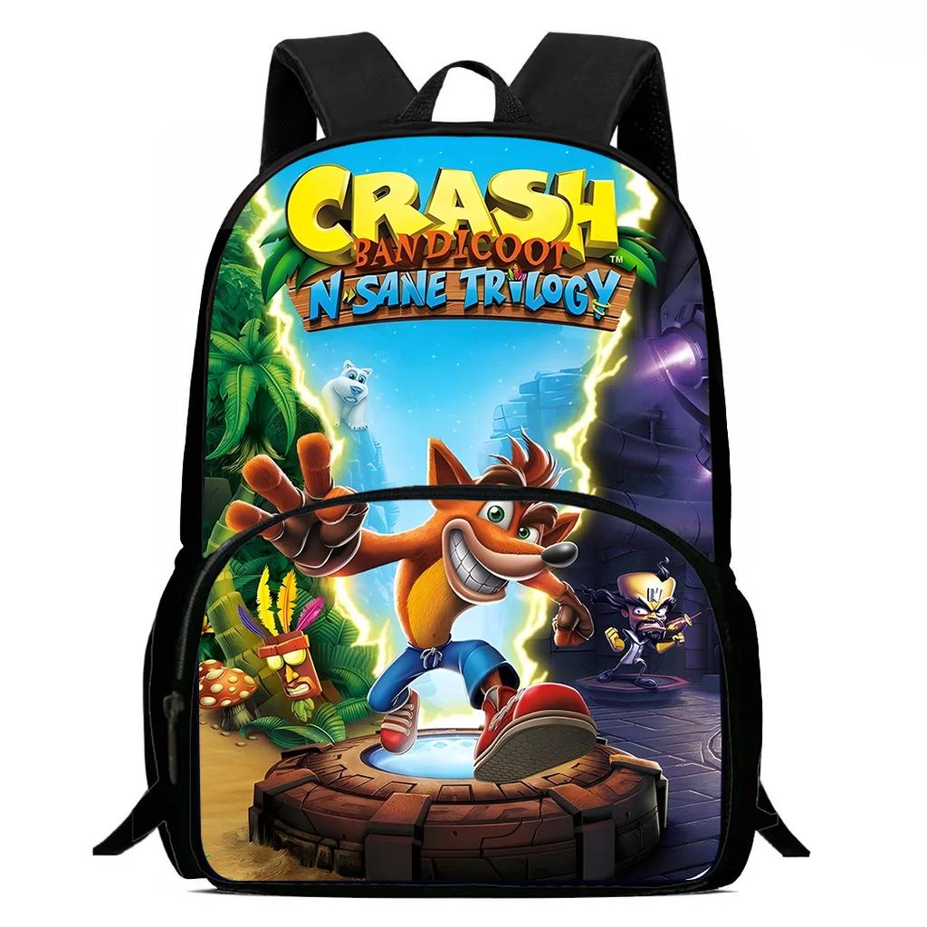 Child Backpacks Cartoon Crashs Bandicoots Shoulder Bag Pencil Case Pupil Large Capacity School Bags For Boys Girls Best Gift
