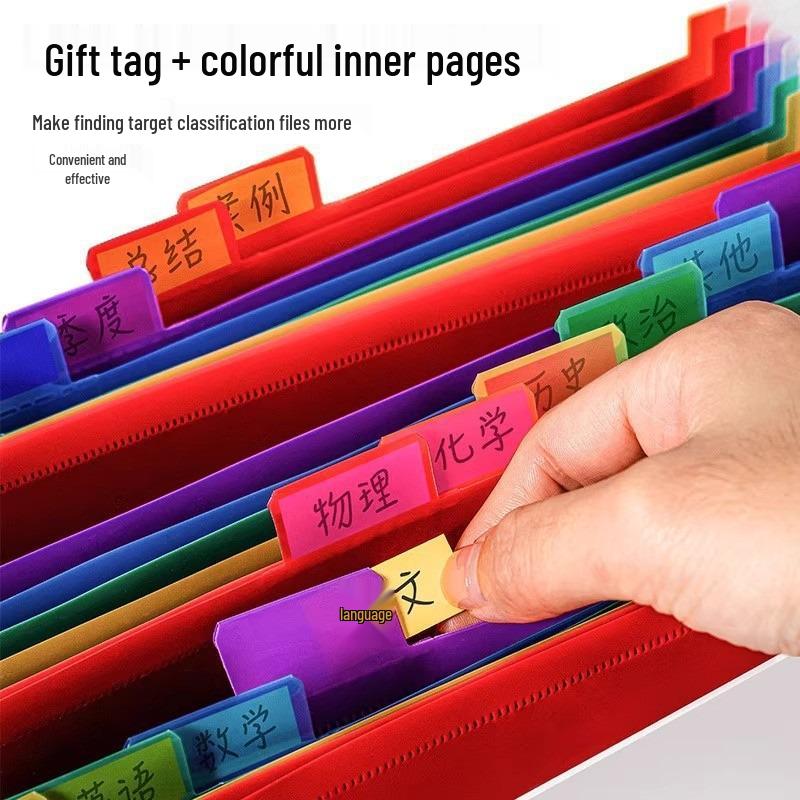 Plastikowy folder akordeonowy A4 z 25 przegródkami i klapką, wzór tęczowy, wielowarstwowe przechowywanie dokumentów