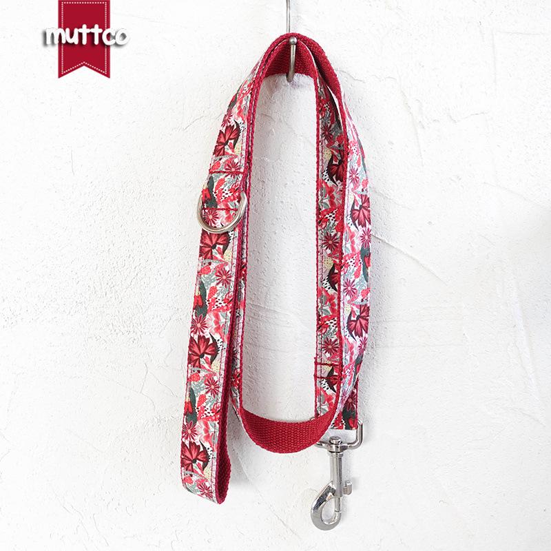 MUTTCO DIY Dog Collar & Leash with Big Red Flower Design, UDL-131 Large