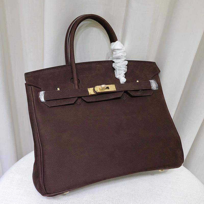 And Vintage Frosted Leather Suede Platinum Bag Genuine Leather Women's Bag Buckle Commuting Handbag Single Shoulder Crossbody Bag