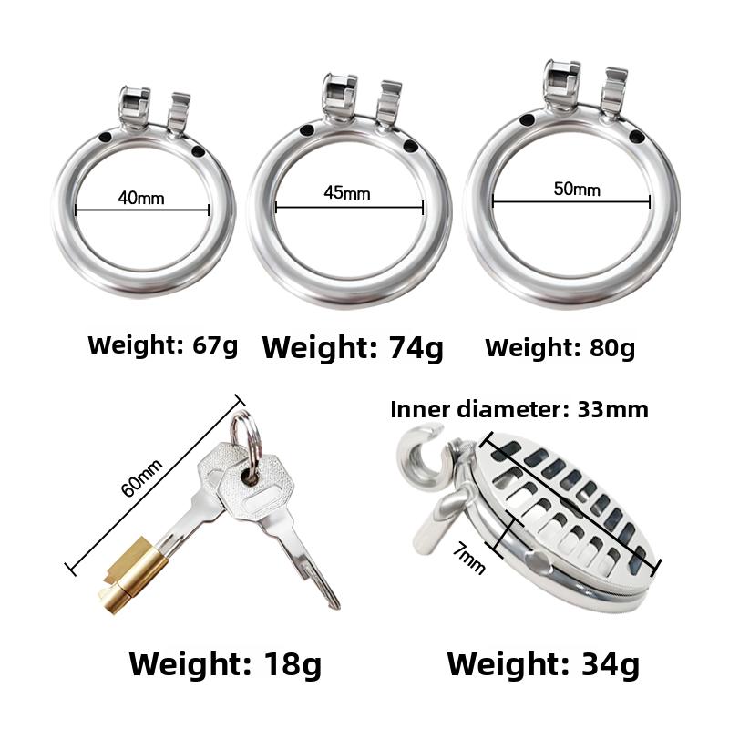SEXBAY Men's Stainless Steel Chastity Cage with Lock Adult Sex Anti-Off Chastity Belt Three Adjustable Sizes for Sex Play Games