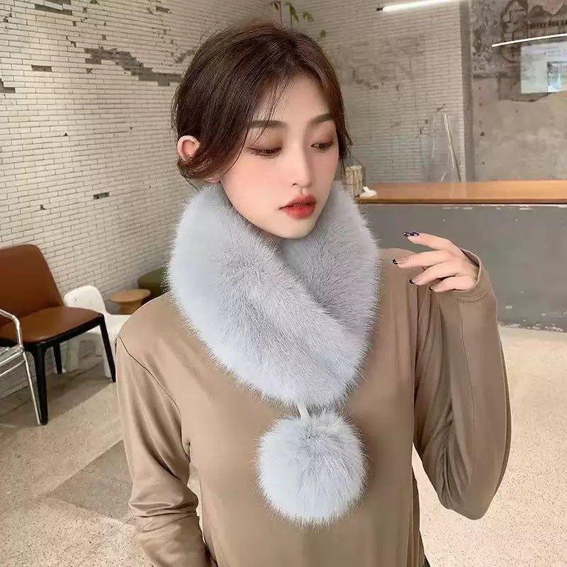 Luxury Velvet Texture Winter Scarf Solid Color Thickened Neck Scarf Soft Warm Neck Warp Women