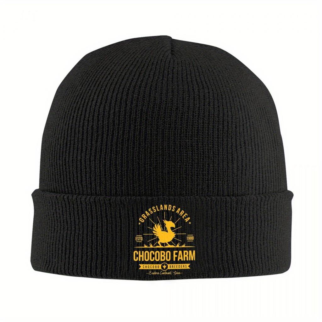 Chocobo Farm Final Fantasy Knitted Hat for Women Unisex Skullies Beanies Autumn Winter Hat Acrylic Video Game Hip Hop Melon Cap