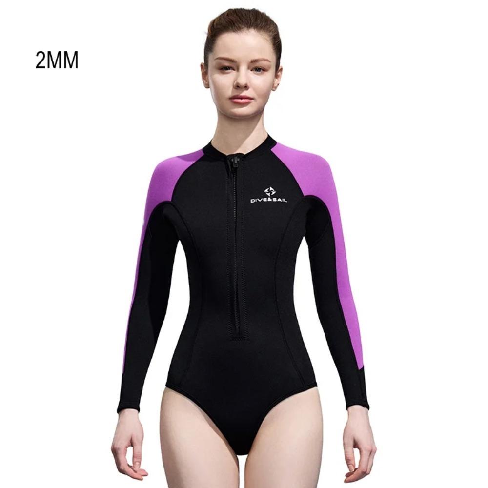2MM Women Neoprene Outdoor Water Sports Spearfishing Snorkeling Swim Diving Suit Scuba Long Sleeve Kayaking Drifting WetSuit