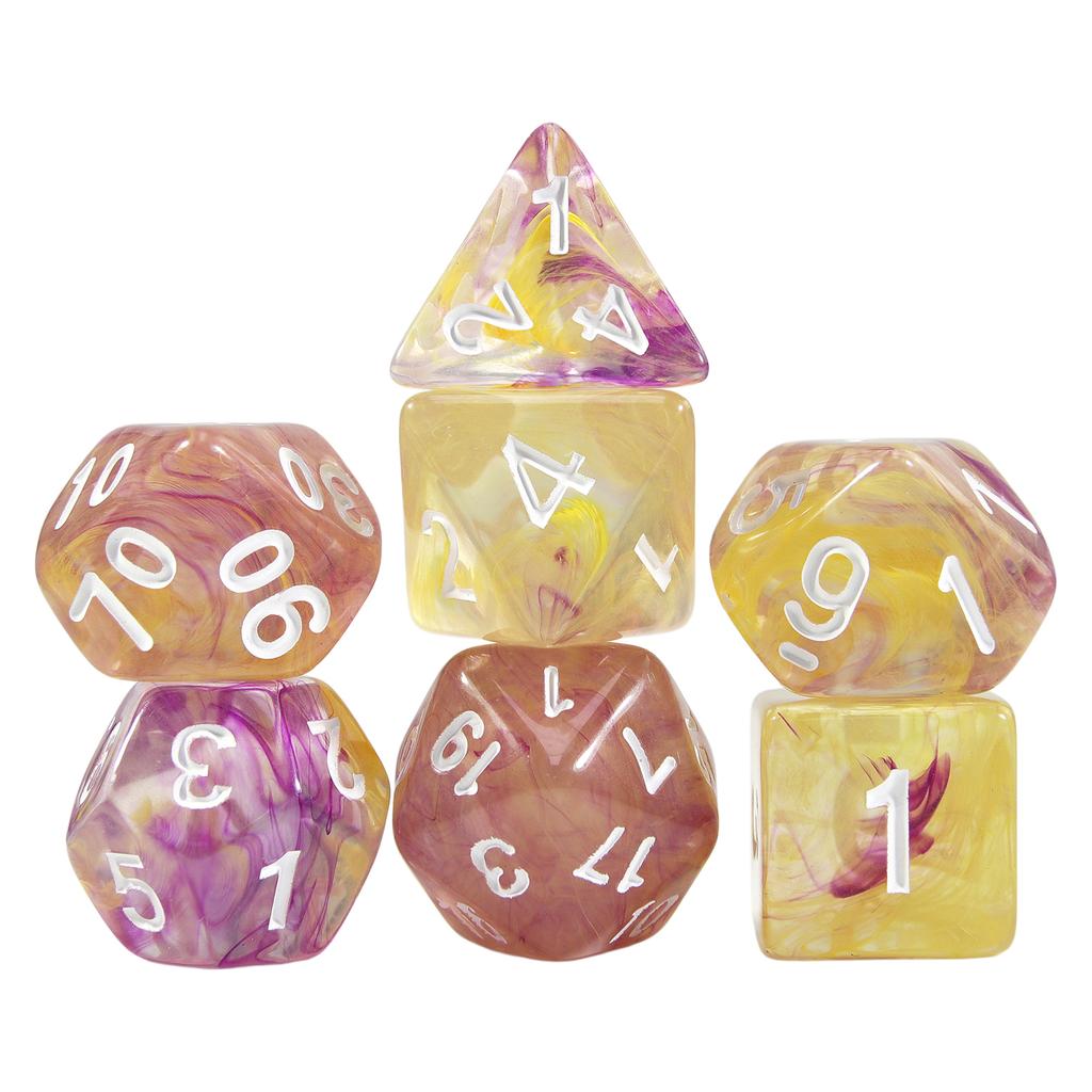 DND Dice Set 7pcs Multi Sided Dice with Haze Swirl Effect for Board Game DND TRPG, As Gift and Collection