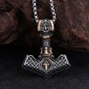 Fashion Vintage Viking Thor's Hammer Pendant Necklaces Punk Hip Hop Nordic Valknut Necklace Male  Amulet Jewelry Gifts Wholesale
