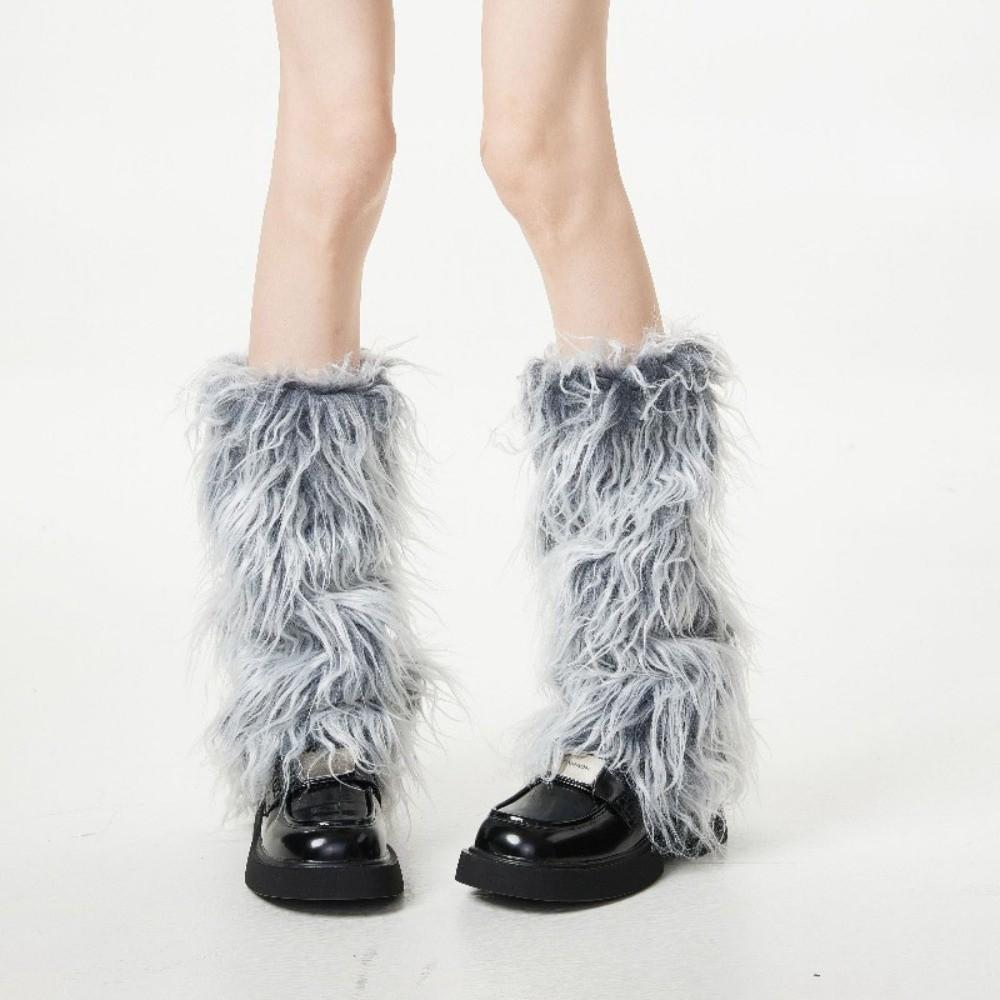 Harajuku Furry Leg Warmers Y2K Aesthetic Winter Leg Coverings Faux Fur Leg Warmers  Streetwear
