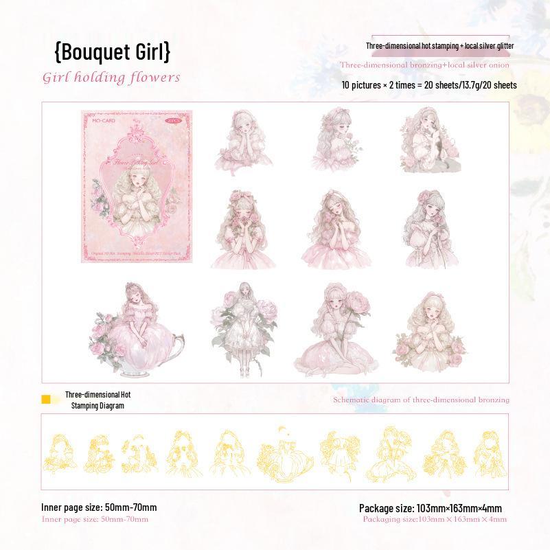 

Momo PET 3D Flower Lovers Retro Girl Stickers - Journal Pack