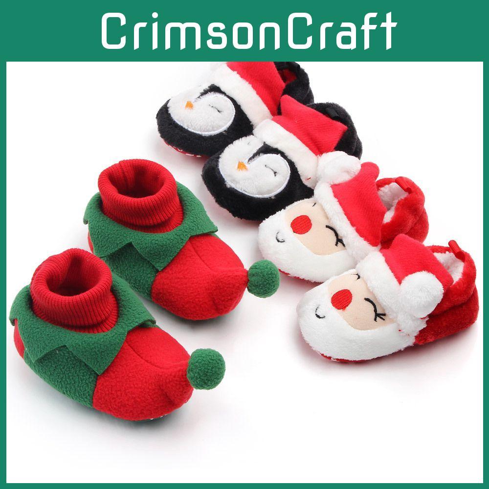 Adorable Unisex Baby Kids Christmas Shoes Winter Soft Slippers Santa Claus Gift