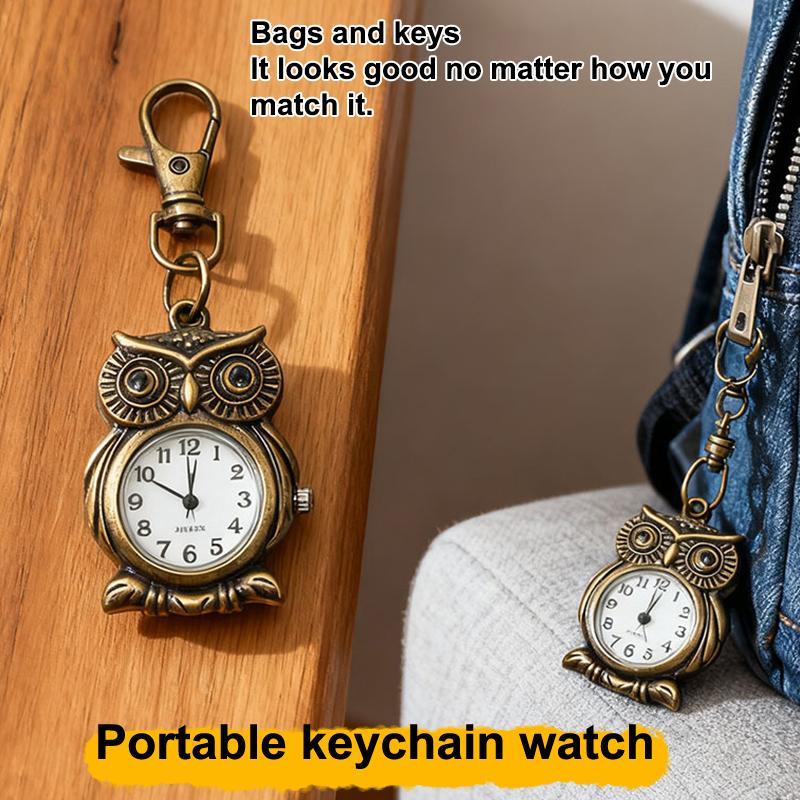 Tiny Cute Owl Shaped Pendant Pocket Watch For Kid Men Women Retro Quartz Pocket Clock Gifts Arabic Numerals Dial