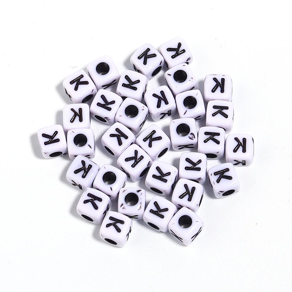 50-100Pcs White Square Acrylic Letter Beads A- Z Cube Loose Spacer Beads Alphabet Beads DIY Bracelet Jewelry Making Accessories