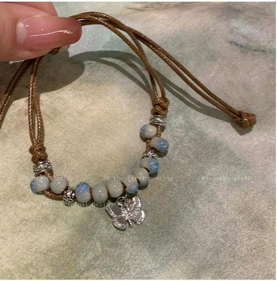 Schmetterling Keramikarmband: Sommer Gewebt Perlen Ethnisches Design für Frauen