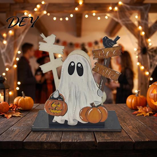 Seasonal Interior Accents Halloween Wooden Napkin Holder, Ghost Pumpkin Decorative Tabletop Tissue Dispenser, Desktop Storage Organizer Paper