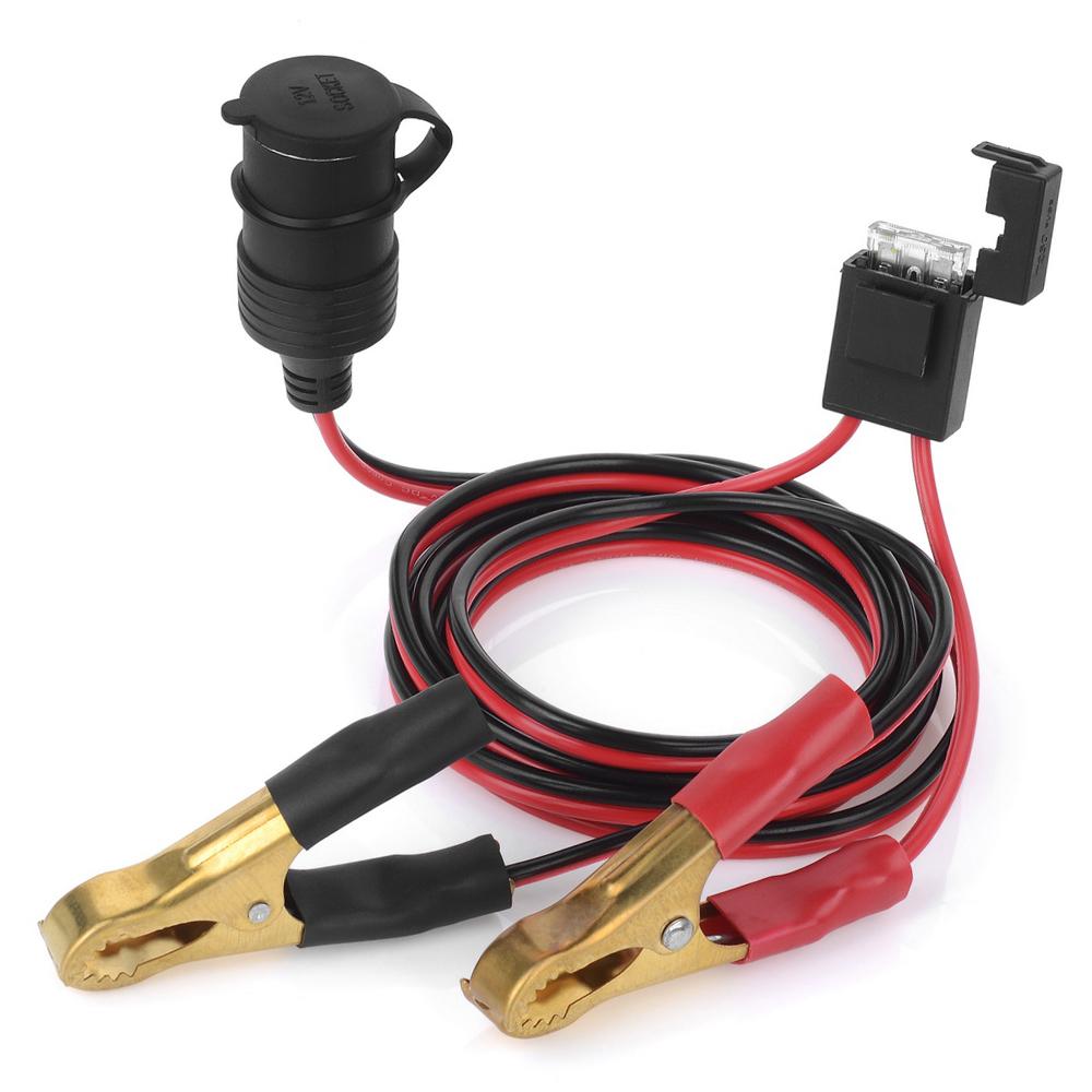 12V 24V Female Car Cigarette Lighter Socket to Battery Alligator Crocodile Clips Connector 2FT Car Battery Clamp on