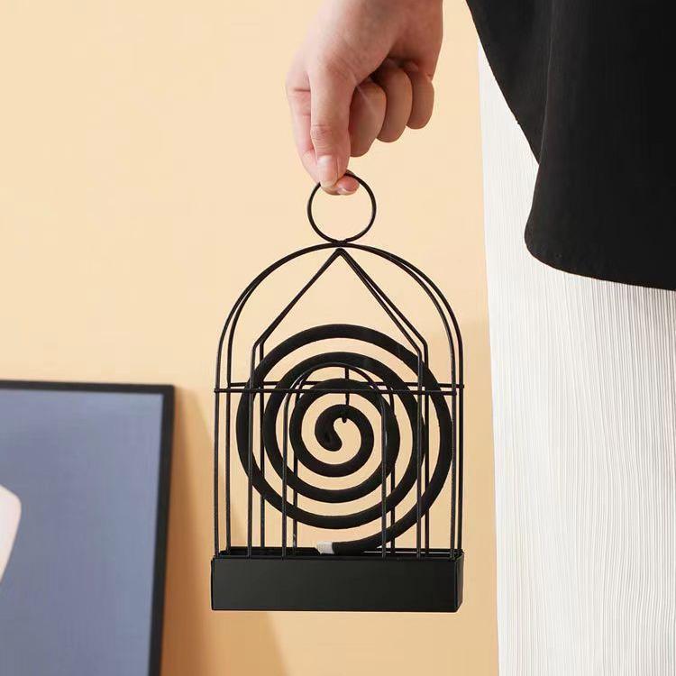 Creative Iron Triangle Birdcage Mosquito Coil & Incense Burner with Ash Catcher