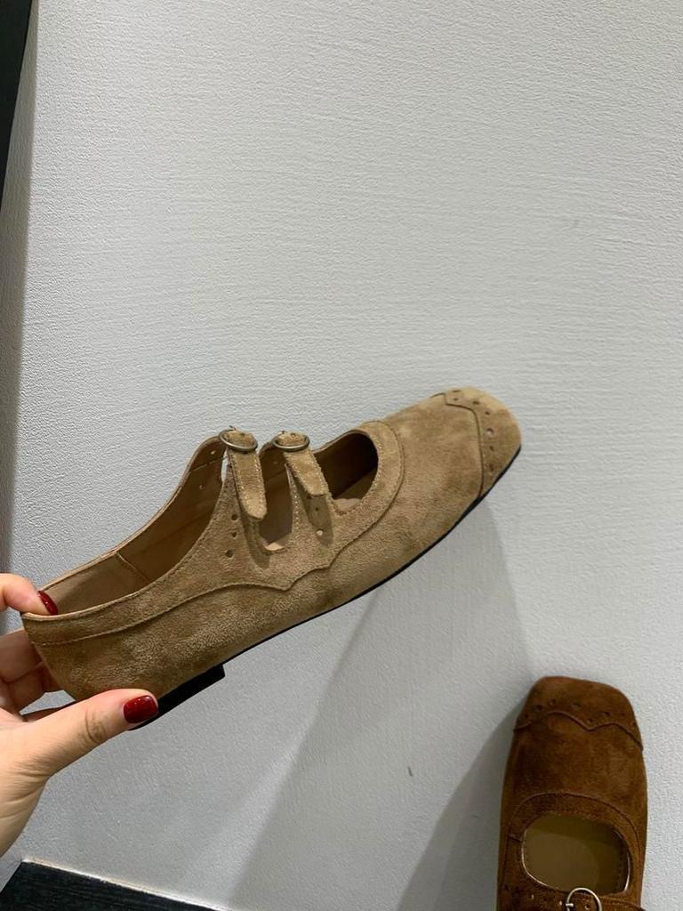 Retro Brown Square Head Mary Jane Shoes Ballet Shoes Women's 2025 New Korean Version French Shallow Mouth Single Shoes Women's Shoes