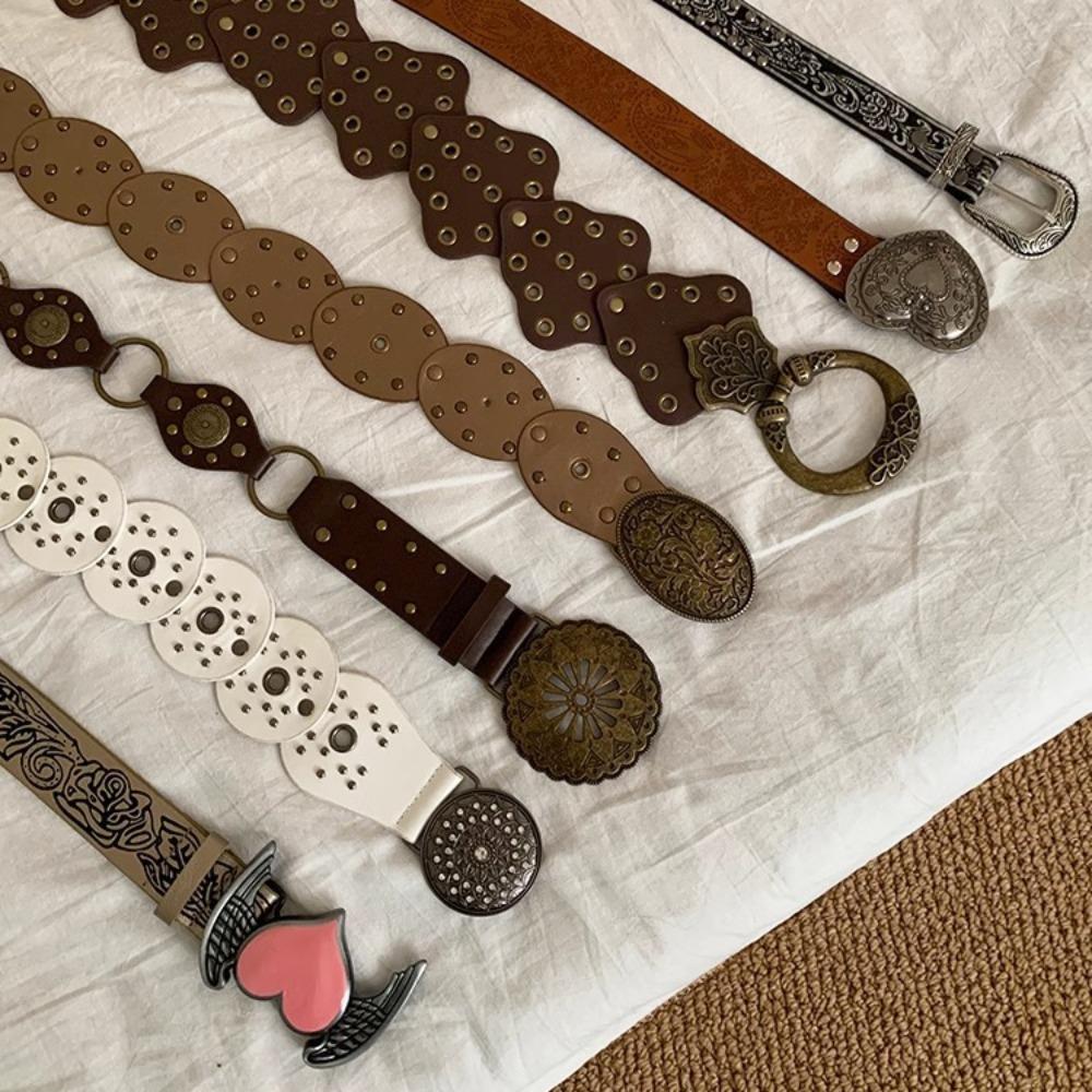 Džínová Dekorace Kovbojská Spona Pás Vintage Srdce PU Dutý Pás Kovbojský Pás Ozdoba Šatů